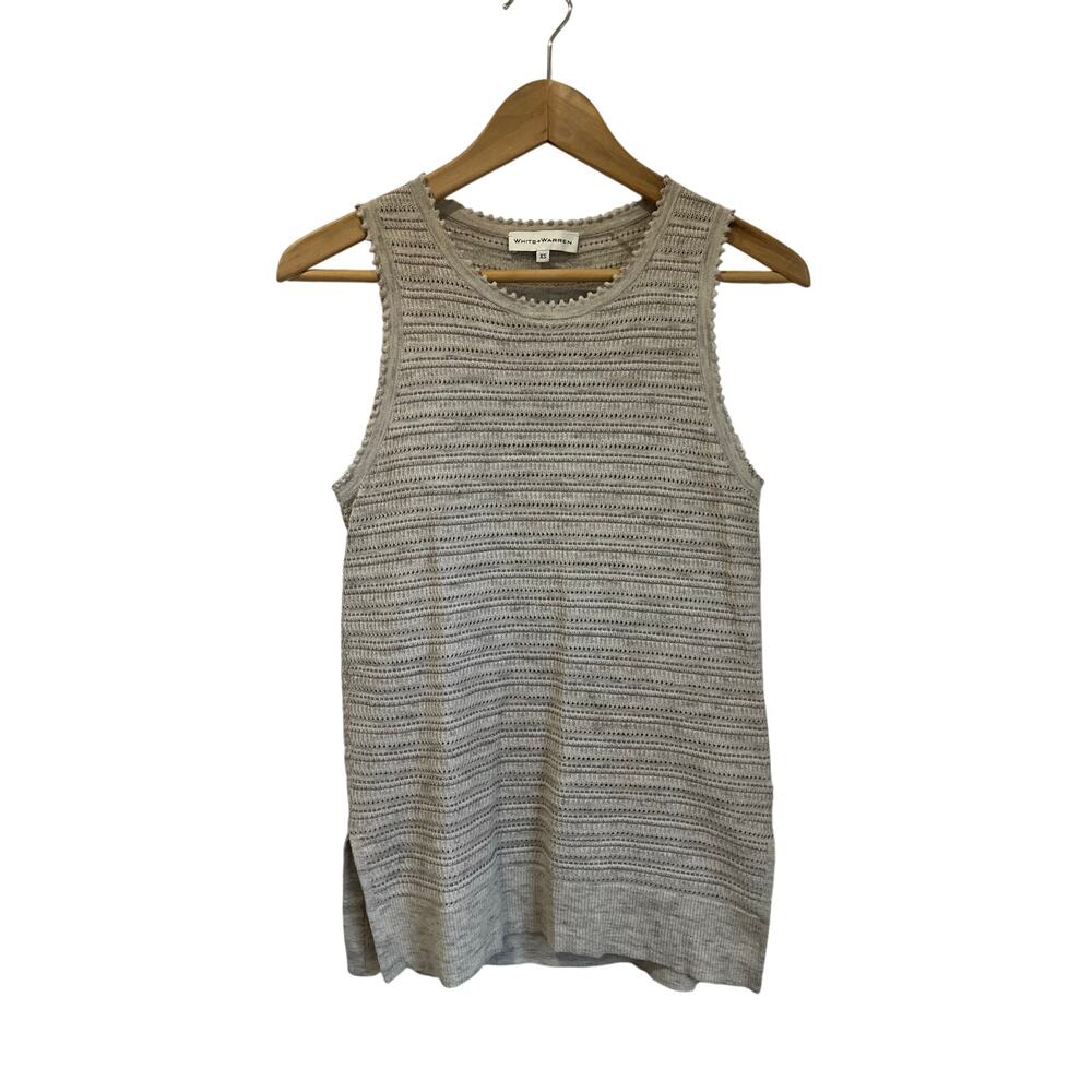 White + Warren Sleeveless Cotton Blend Lightweight Knit Sweater Top Size XS